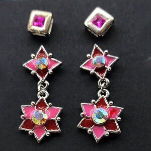 BFD- Pink & Silver Tones Earring 2 pack